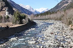 Winterwasser der Isel bei Huben in Osttirol